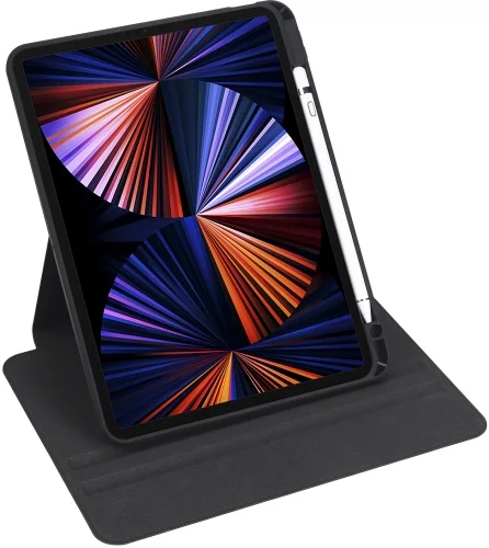Apple iPad Air 10.9 2022 (5.Nesil) Tablet Kılıfı Termik Kalem Bölmeli Dönebilen Standlı Kapak - Siyah