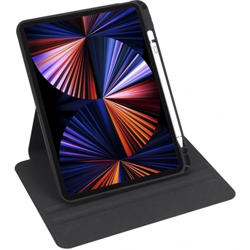 Apple iPad Air 10.9 2022 (5.Nesil) Tablet Kılıfı Termik Kalem Bölmeli Dönebilen Standlı Kapak - Siyah