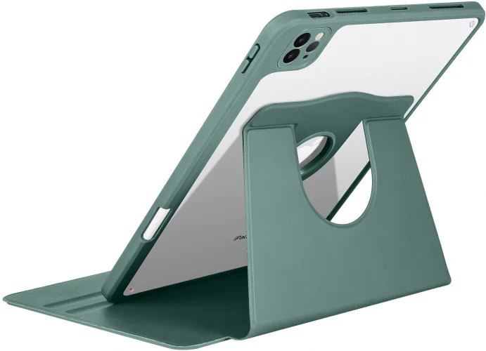 Apple iPad Air 10.9 2022 (5.Nesil) Tablet Kılıfı Termik Kalem Bölmeli Dönebilen Standlı Kapak - Yeşil