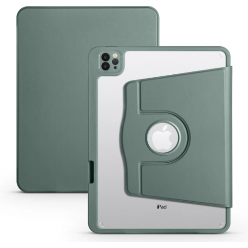 Apple iPad Air 10.9 2022 (5.Nesil) Tablet Kılıfı Termik Kalem Bölmeli Dönebilen Standlı Kapak - Yeşil