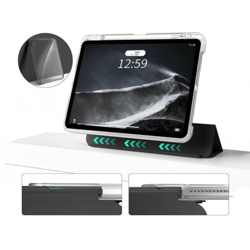 Apple iPad Air 11 2024 Kılıf Magnetik Ayrılabilen Airbagli Sliding Silikon Tablet Kapak - Açık Yeşil