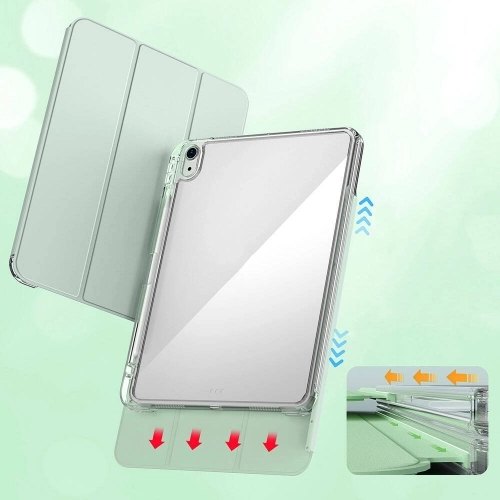 Apple iPad Air 11 2024 Kılıf Magnetik Ayrılabilen Airbagli Sliding Silikon Tablet Kapak - Açık Yeşil