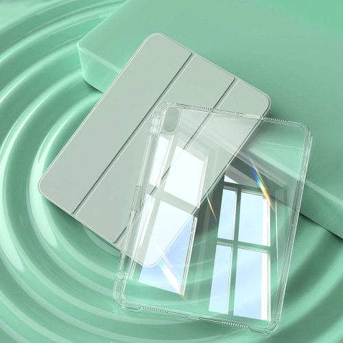 Apple iPad Air 11 2024 Kılıf Magnetik Ayrılabilen Airbagli Sliding Silikon Tablet Kapak - Açık Yeşil