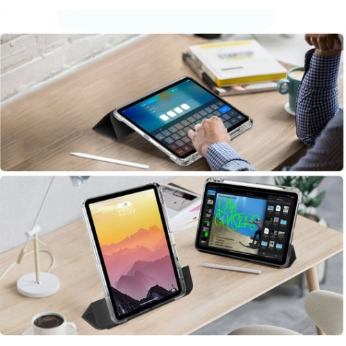 Apple iPad Air 11 2024 Kılıf Magnetik Ayrılabilen Airbagli Sliding Silikon Tablet Kapak - Siyah