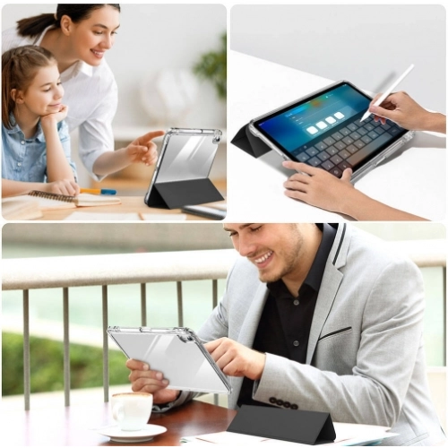 Apple iPad Air 11 2024 Kılıf Magnetik Ayrılabilen Airbagli Sliding Silikon Tablet Kapak - Siyah