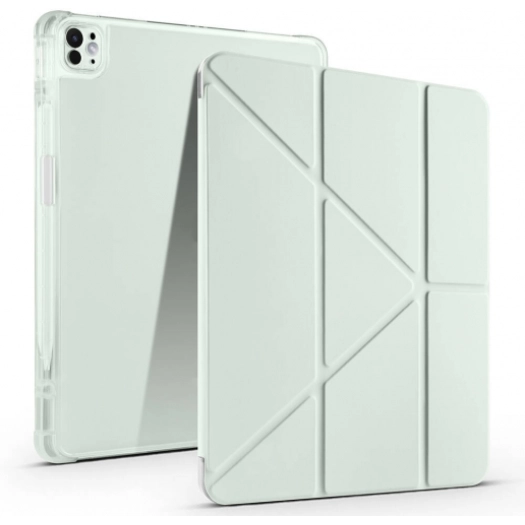 Apple iPad Air 11 2024 Tablet Kılıfı Standlı Tri Folding Kalemlikli Silikon Smart Cover - Açık Yeşil