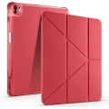 Apple iPad Air 11 2024 Tablet Kılıfı Standlı Tri Folding Kalemlikli Silikon Smart Cover - Kırmızı