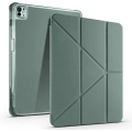 Apple iPad Air 11 2024 Tablet Kılıfı Standlı Tri Folding Kalemlikli Silikon Smart Cover - Koyu Yeşil