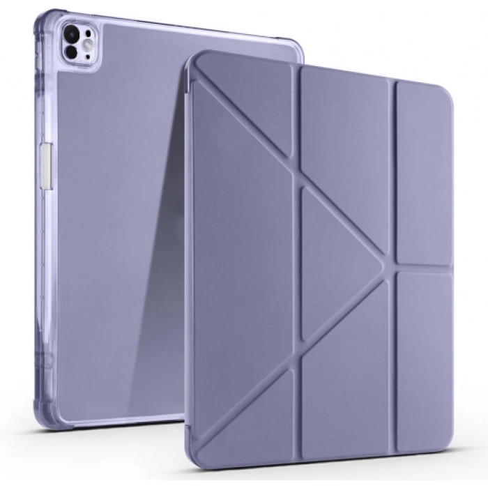 Apple iPad Air 11 2024 Tablet Kılıfı Standlı Tri Folding Kalemlikli Silikon Smart Cover - Mor