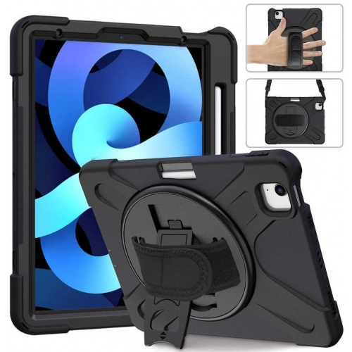 Apple iPad Air 11 2025 Kılıf Zore Defender Boyun Askılı Tablet Silikon - Siyah
