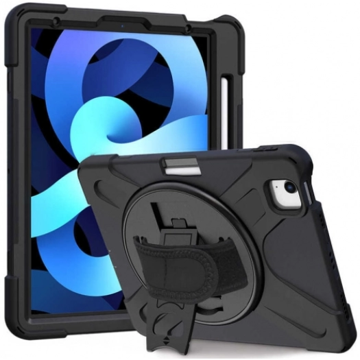 Apple iPad Air 11 2025 Kılıf Zore Defender Boyun Askılı Tablet Silikon - Siyah