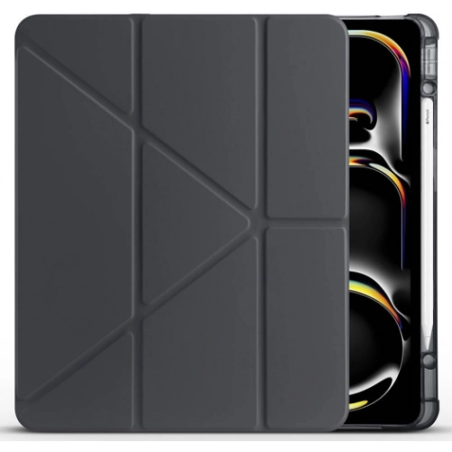 Apple iPad Air 11 2025 Tablet Kılıfı Standlı Tri Folding Kalemlikli Silikon Smart Cover - Gold