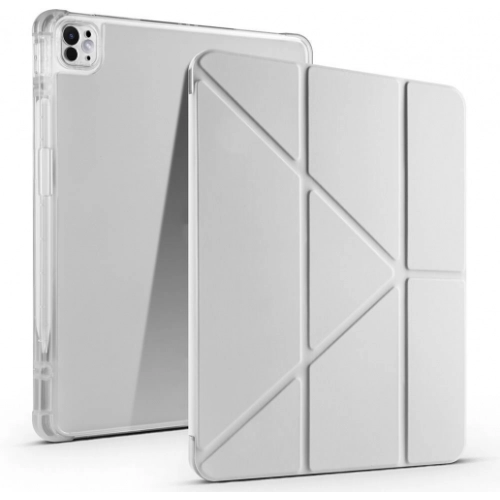 Apple iPad Air 11 2025 Tablet Kılıfı Standlı Tri Folding Kalemlikli Silikon Smart Cover - Gri