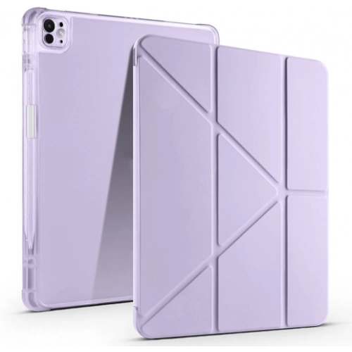 Apple iPad Air 11 2025 Tablet Kılıfı Standlı Tri Folding Kalemlikli Silikon Smart Cover - Lila