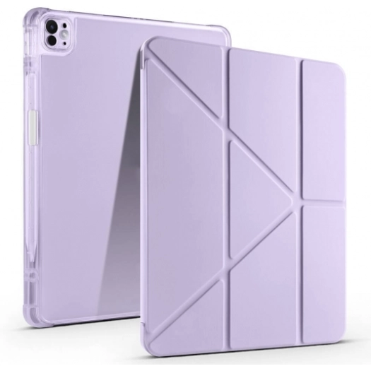 Apple iPad Air 11 2025 Tablet Kılıfı Standlı Tri Folding Kalemlikli Silikon Smart Cover - Lila