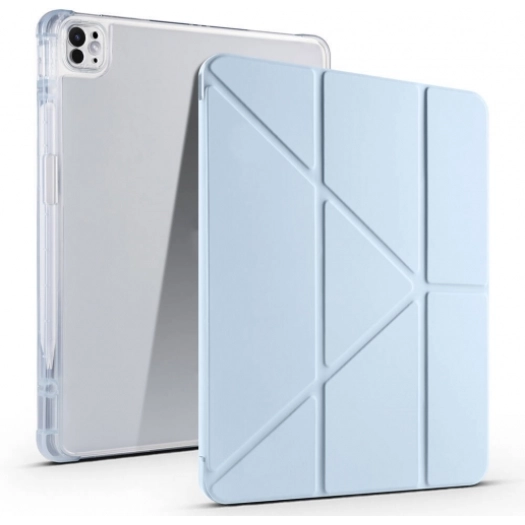 Apple iPad Air 11 2025 Tablet Kılıfı Standlı Tri Folding Kalemlikli Silikon Smart Cover - Mavi