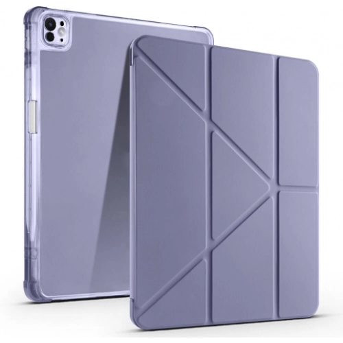 Apple iPad Air 11 2025 Tablet Kılıfı Standlı Tri Folding Kalemlikli Silikon Smart Cover - Mor