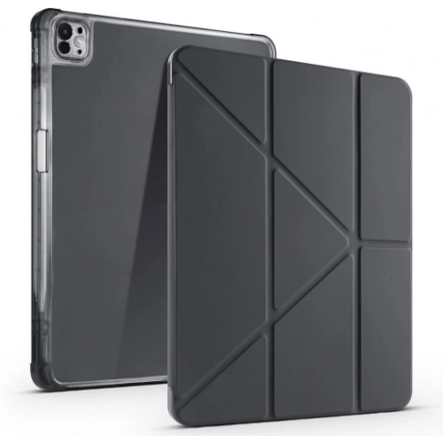 Apple iPad Air 11 2025 Tablet Kılıfı Standlı Tri Folding Kalemlikli Silikon Smart Cover - Siyah