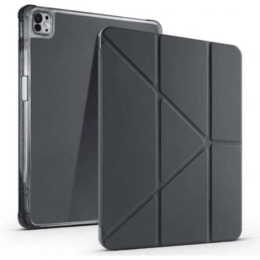 Apple iPad Air 11 2025 Tablet Kılıfı Standlı Tri Folding Kalemlikli Silikon Smart Cover - Siyah