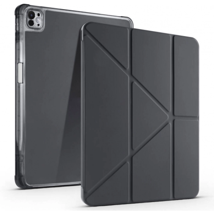 Apple iPad Air 11 2025 Tablet Kılıfı Standlı Tri Folding Kalemlikli Silikon Smart Cover - Siyah