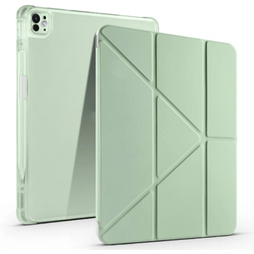 Apple iPad Air 11 2025 Tablet Kılıfı Standlı Tri Folding Kalemlikli Silikon Smart Cover - Yeşil