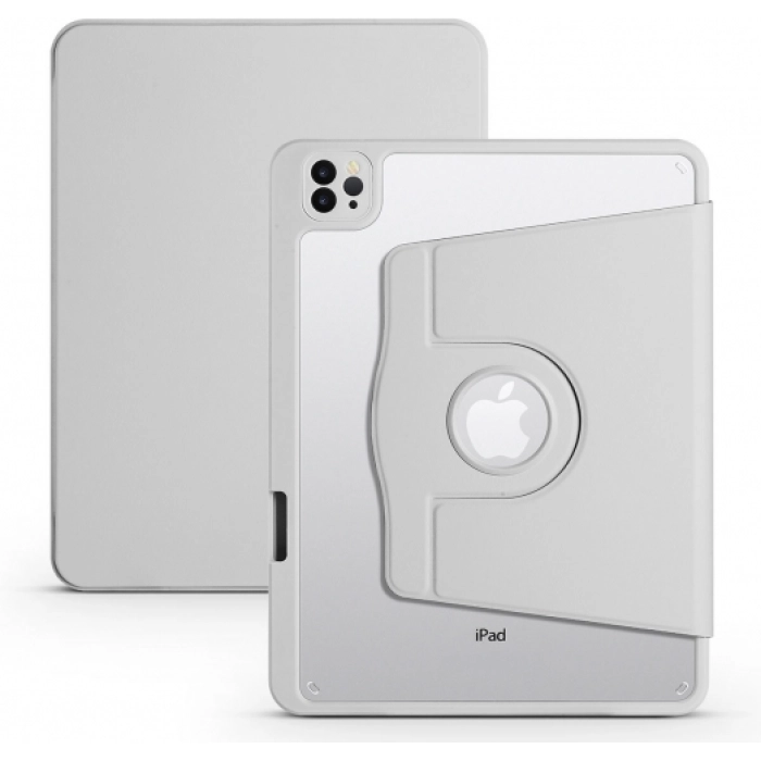 Apple iPad Air 11 2025 Tablet Kılıfı Termik Kalem Bölmeli Dönebilen Standlı Kapak - Gri