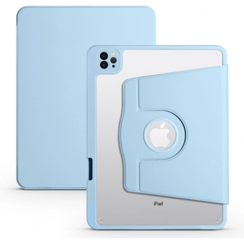 Apple iPad Air 11 2025 Tablet Kılıfı Termik Kalem Bölmeli Dönebilen Standlı Kapak - Mavi