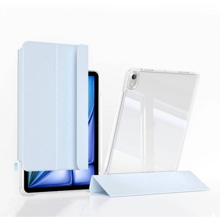 Apple iPad Air 13 2024 ​Kılıf Magnetik Ayrılabilen Airbagli Sliding Silikon Tablet Kapak - Mavi Açık