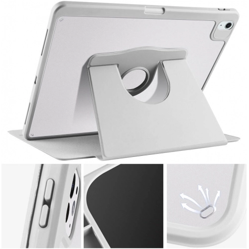 Apple iPad Air 13 2024 Tablet Kılıfı Termik Kalem Bölmeli Dönebilen Standlı Kapak - Açık Yeşil