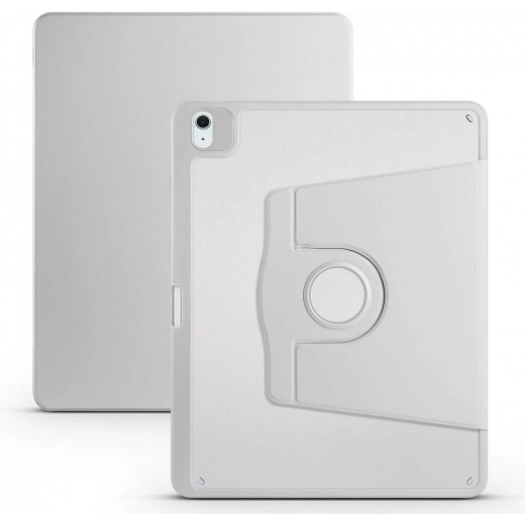 Apple iPad Air 13 2024 Tablet Kılıfı Termik Kalem Bölmeli Dönebilen Standlı Kapak - Gri