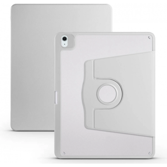 Apple iPad Air 13 2024 Tablet Kılıfı Termik Kalem Bölmeli Dönebilen Standlı Kapak - Gri