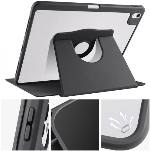 Apple iPad Air 13 2024 Tablet Kılıfı Termik Kalem Bölmeli Dönebilen Standlı Kapak - Gri