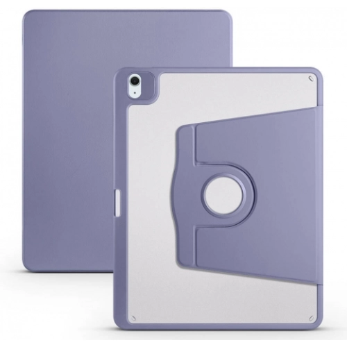 Apple iPad Air 13 2024 Tablet Kılıfı Termik Kalem Bölmeli Dönebilen Standlı Kapak - Lavanta Grisi