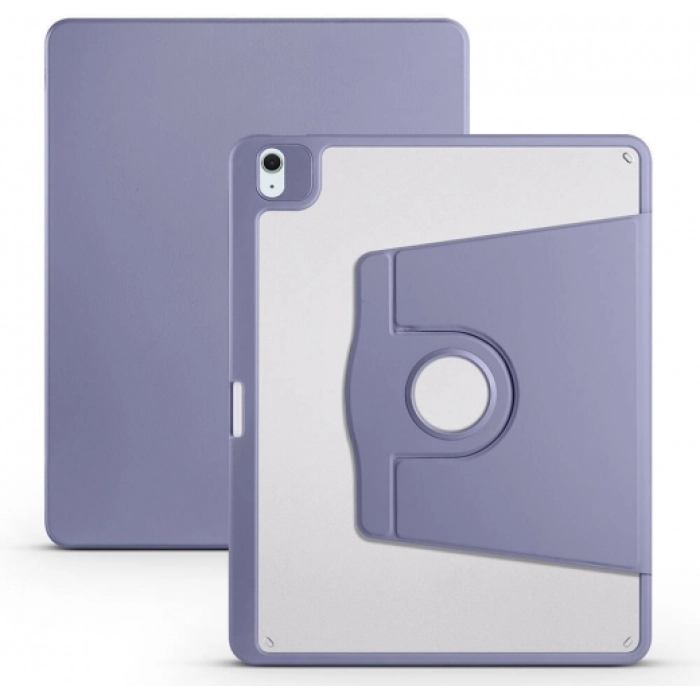 Apple iPad Air 13 2024 Tablet Kılıfı Termik Kalem Bölmeli Dönebilen Standlı Kapak - Lavanta Grisi