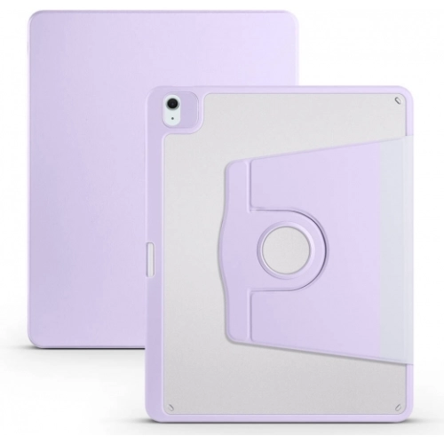Apple iPad Air 13 2024 Tablet Kılıfı Termik Kalem Bölmeli Dönebilen Standlı Kapak - Lila