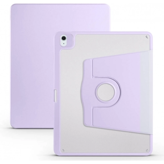 Apple iPad Air 13 2024 Tablet Kılıfı Termik Kalem Bölmeli Dönebilen Standlı Kapak - Lila