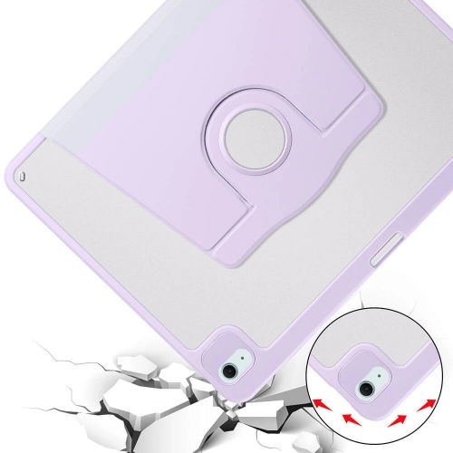 Apple iPad Air 13 2024 Tablet Kılıfı Termik Kalem Bölmeli Dönebilen Standlı Kapak - Lila