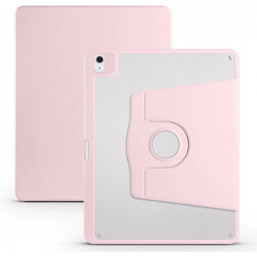 Apple iPad Air 13 2024 Tablet Kılıfı Termik Kalem Bölmeli Dönebilen Standlı Kapak - Pembe