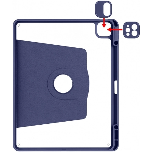 Apple iPad Air 13 2024 Tablet Kılıfı Termik Kalem Bölmeli Dönebilen Standlı Kapak - Pembe