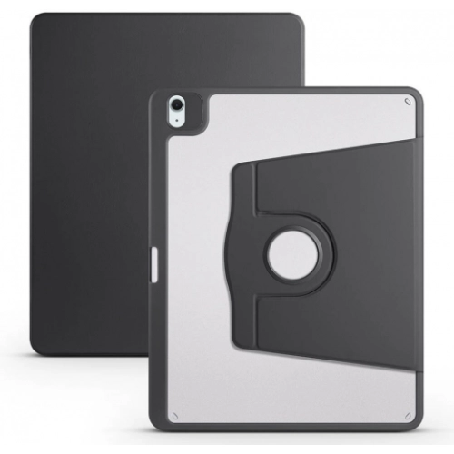 Apple iPad Air 13 2024 Tablet Kılıfı Termik Kalem Bölmeli Dönebilen Standlı Kapak - Siyah