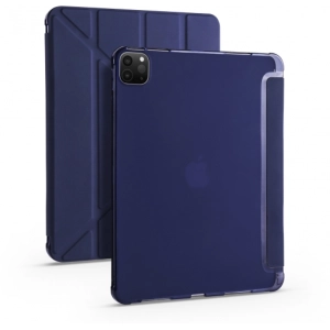 Apple iPad Air 4 10.9 inç 2020  Tablet Kılıfı Standlı Tri Folding Kalemlikli Silikon Smart Cover - Lacivert