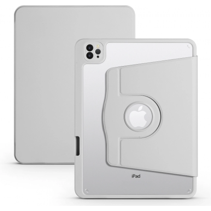 Apple iPad Air 4 10.9 inç 2020  Tablet Kılıfı Termik Kalem Bölmeli Dönebilen Standlı Kapak - Gri