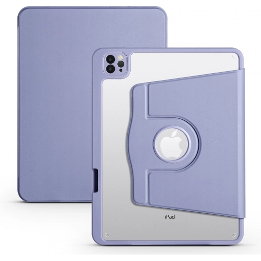 Apple iPad Air 4 10.9 inç 2020  Tablet Kılıfı Termik Kalem Bölmeli Dönebilen Standlı Kapak - Lavanta Gri