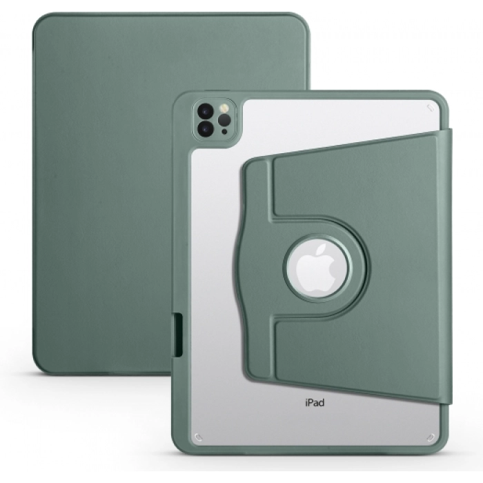 Apple iPad Air 4 10.9 inç 2020  Tablet Kılıfı Termik Kalem Bölmeli Dönebilen Standlı Kapak - Yeşil