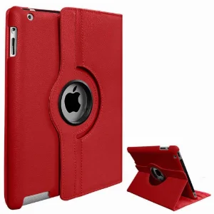Apple iPad Mini 2 Tablet Kılıfı 360 Derece Dönebilen Standlı Kapak - Kırmızı
