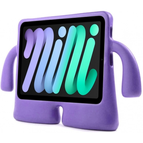 Apple iPad Mini 2021 (6.Nesil) Kılıf Çocuklar İçin Standlı Eğlenceli Korumalı Silikon Tablet Kılıfı - Mor