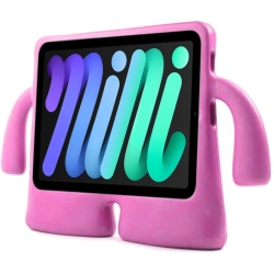 Apple iPad Mini 2021 (6.Nesil) Kılıf Çocuklar İçin Standlı Eğlenceli Korumalı Silikon Tablet Kılıfı - Pembe