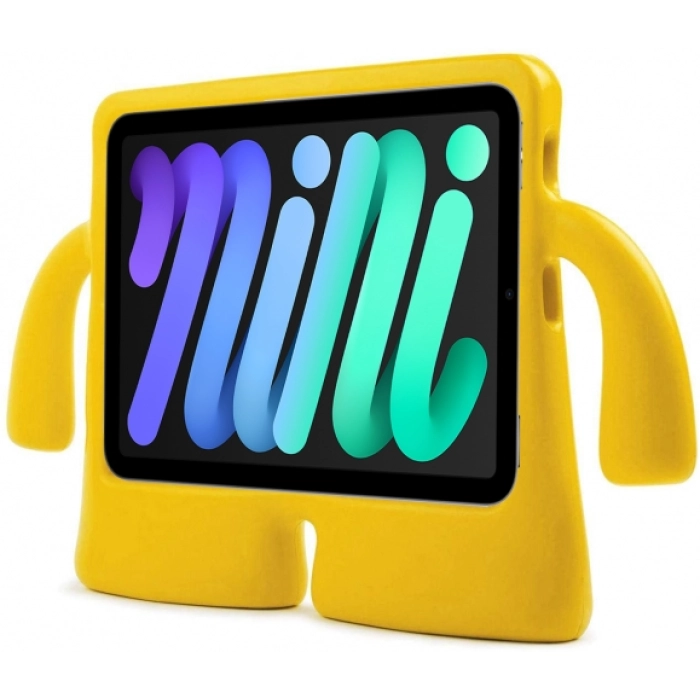 Apple iPad Mini 2021 (6.Nesil) Kılıf Çocuklar İçin Standlı Eğlenceli Korumalı Silikon Tablet Kılıfı - Sarı