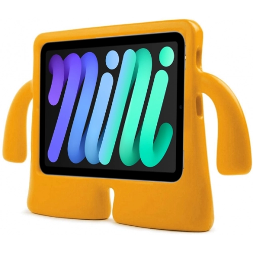 Apple iPad Mini 2021 (6.Nesil) Kılıf Çocuklar İçin Standlı Eğlenceli Korumalı Silikon Tablet Kılıfı - Turuncu