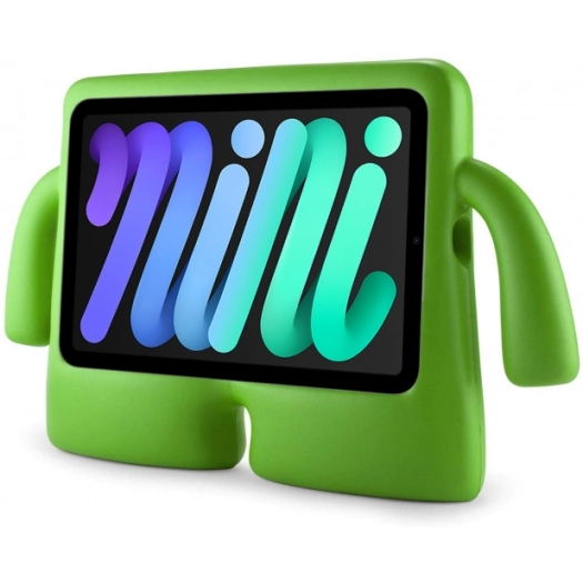 Apple iPad Mini 2021 (6.Nesil) Kılıf Çocuklar İçin Standlı Eğlenceli Korumalı Silikon Tablet Kılıfı - Yeşil